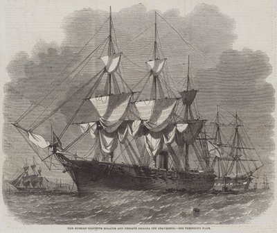 Die russische Korvette Bogatir und Fregatte Osliaba vor Gravesend von Edwin Weedon